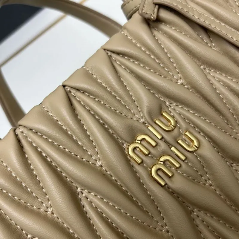 MIU MIU Beige Quilted Tote Crossbody Bag 8621 - Image 5