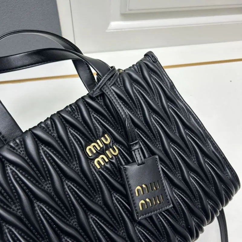 MIU MIU Black Matelasse Leather Tote Bag 8621 - Image 5