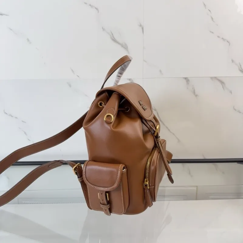 Miu Miu Brown Leather Backpack - Image 3