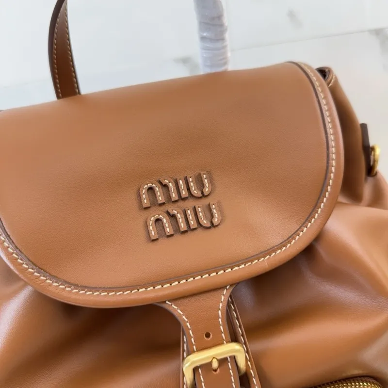 Miu Miu Brown Leather Backpack - Image 4