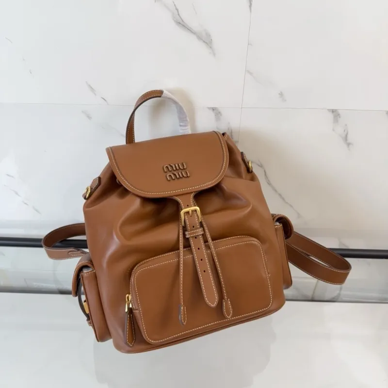 Miu Miu Brown Leather Backpack - Image 6