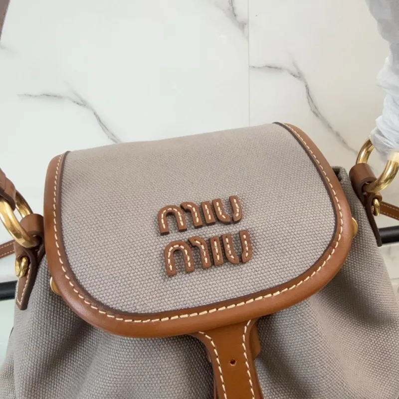 Miu Miu Gray Canvas Mini Backpack - Image 4