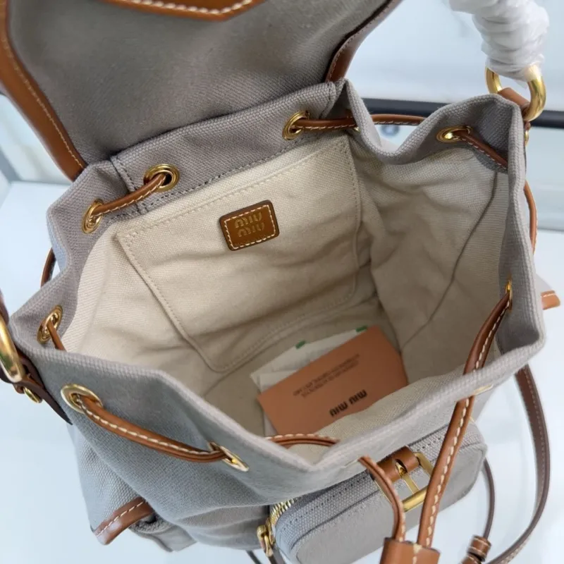 Miu Miu Gray Canvas Mini Backpack - Image 7