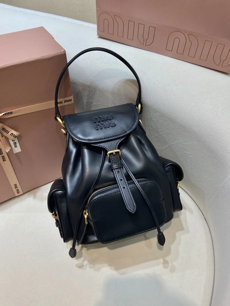 MIU MIU Black Leather Mini Backpack