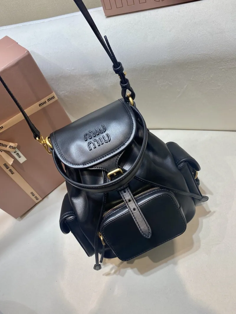 Alternative view of MIU MIU Black Leather Mini Backpack