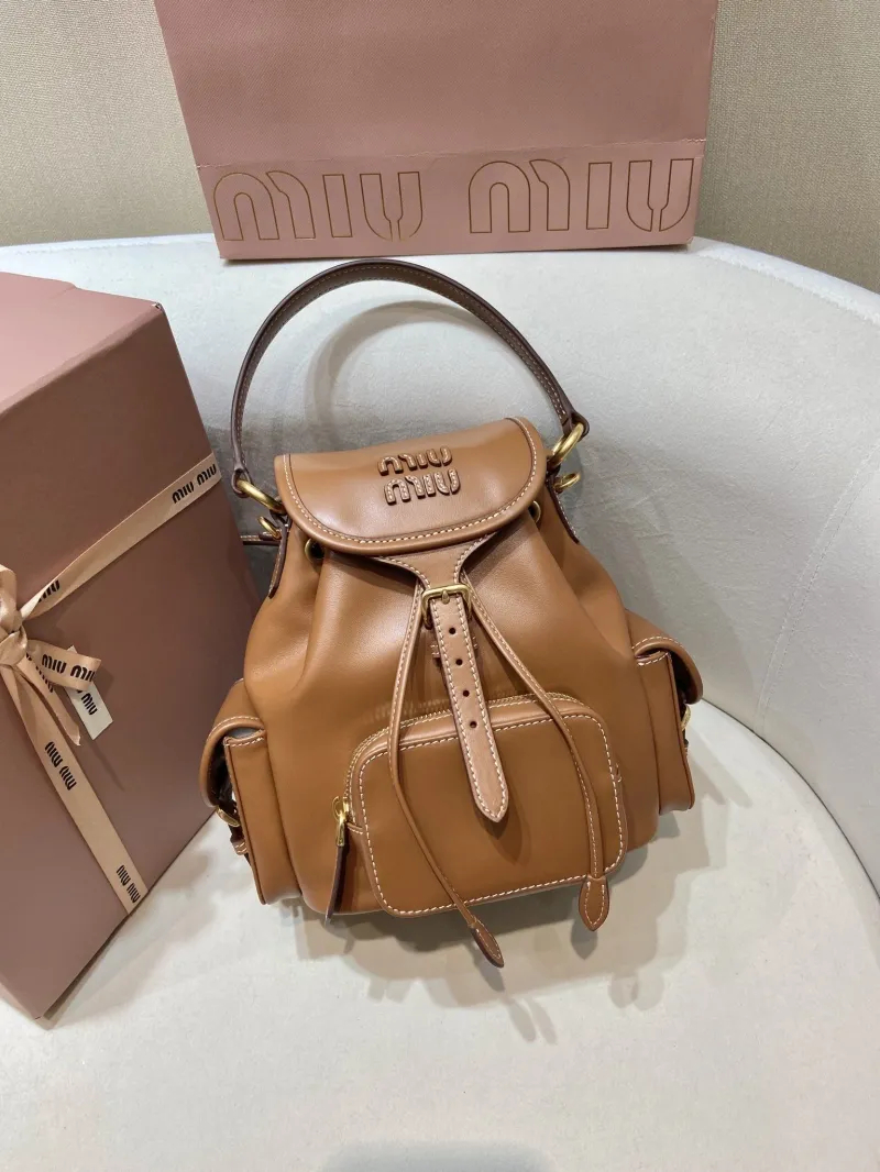 Miu Miu Brown Leather Backpack