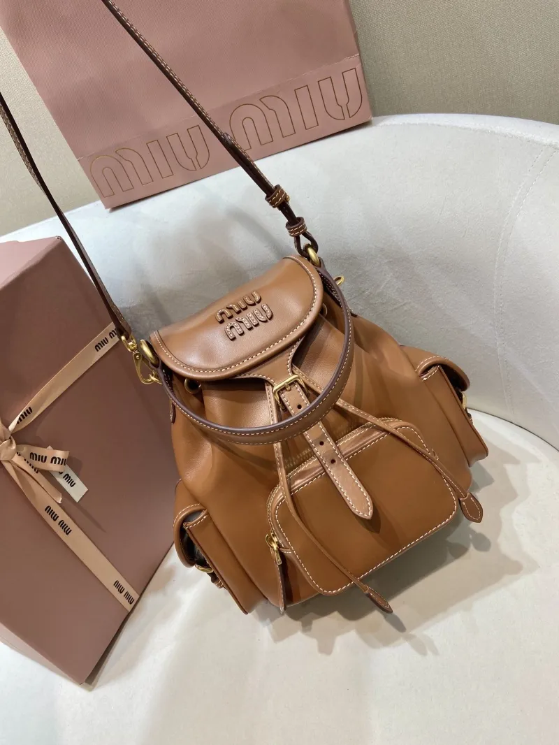 Alternative view of Miu Miu Brown Leather Backpack