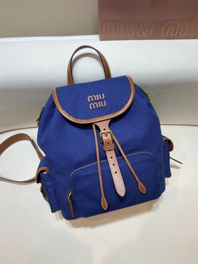 Miu Miu Blue Canvas Backpack
