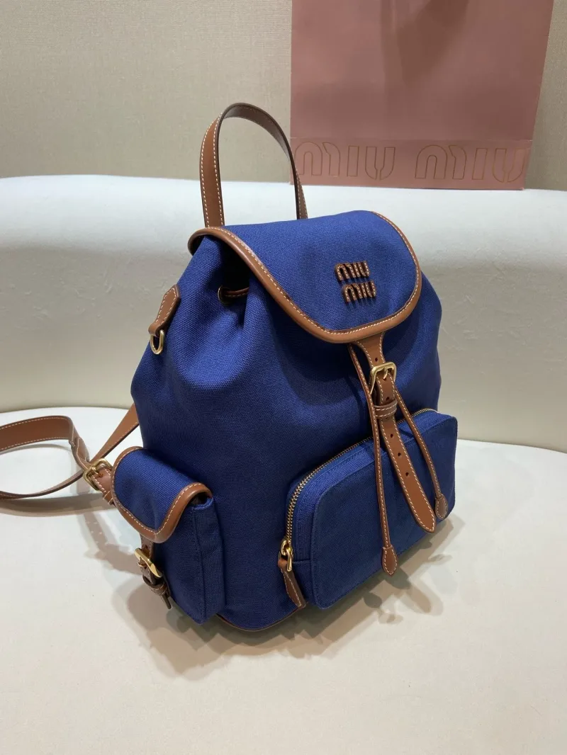 Alternative view of Miu Miu Blue Canvas Backpack