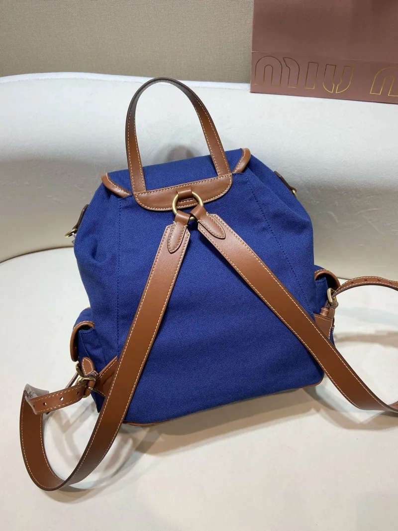 Miu Miu Blue Canvas Backpack - Image 3