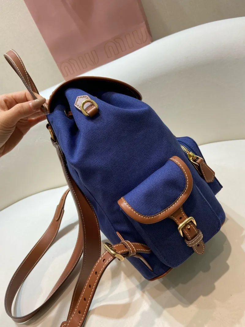Miu Miu Blue Canvas Backpack - Image 4