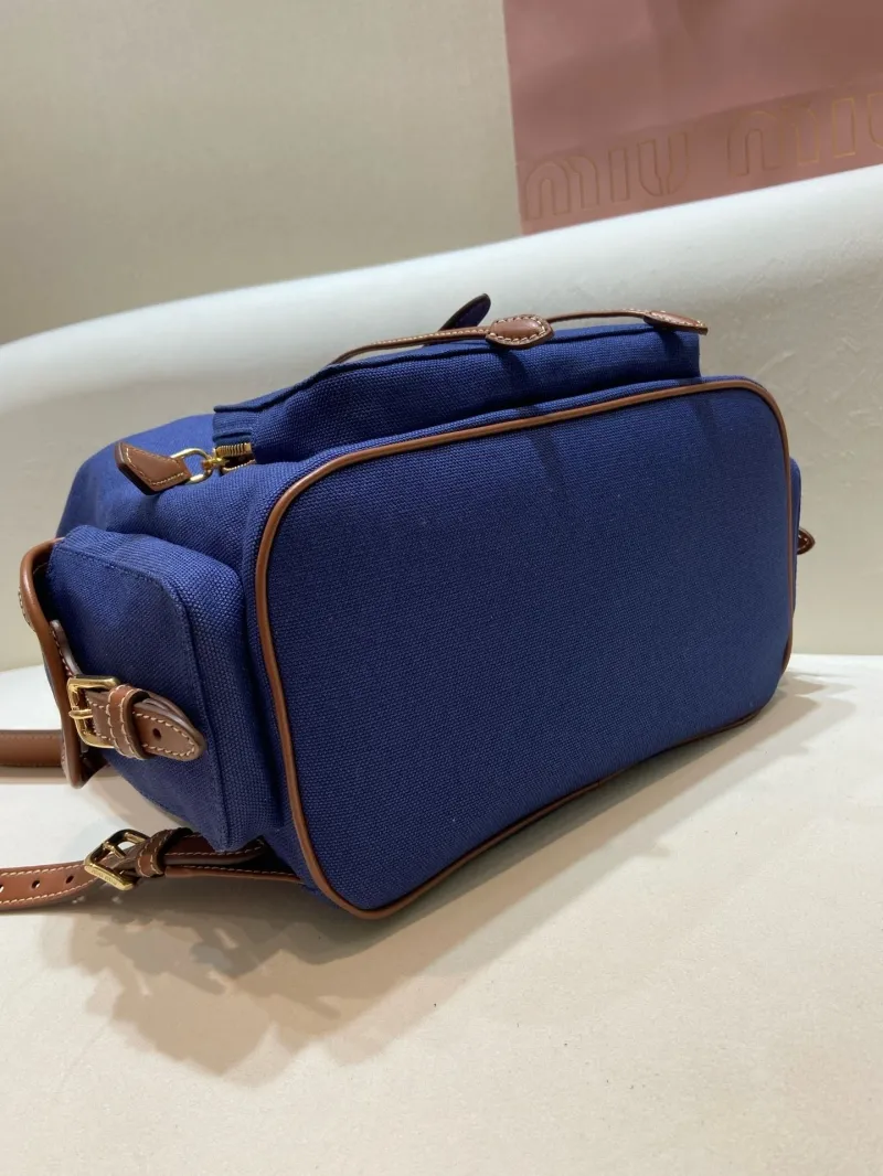 Miu Miu Blue Canvas Backpack - Image 5