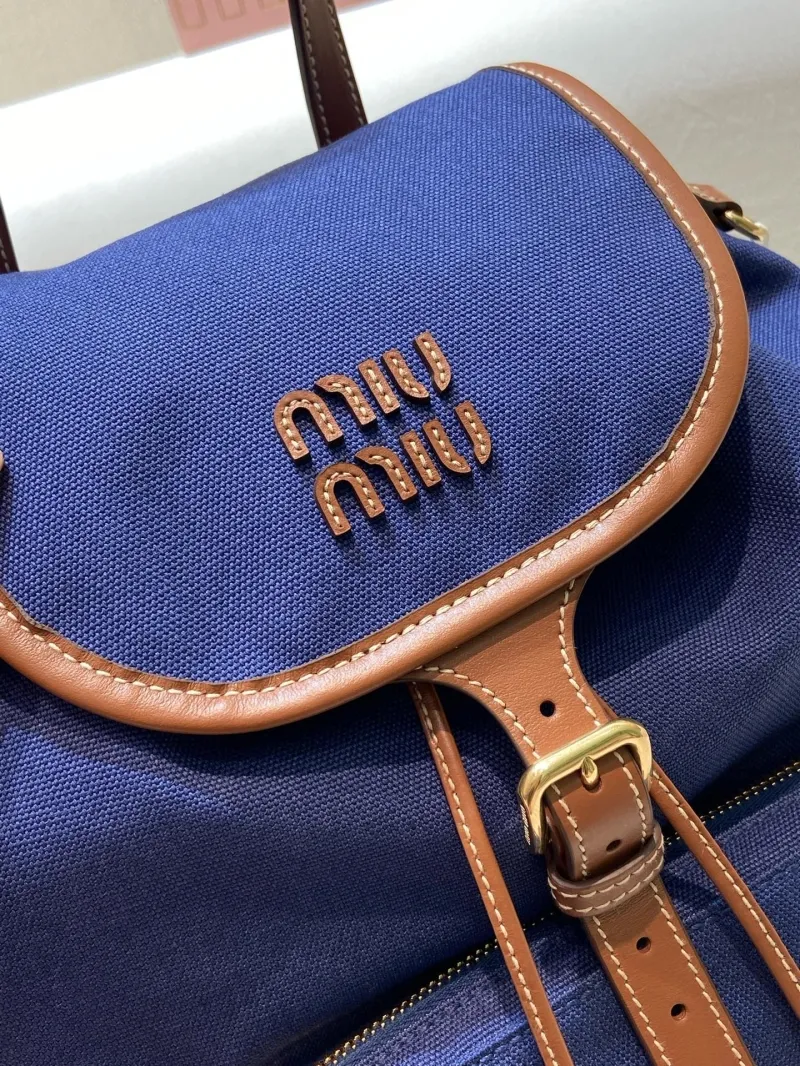 Miu Miu Blue Canvas Backpack - Image 6