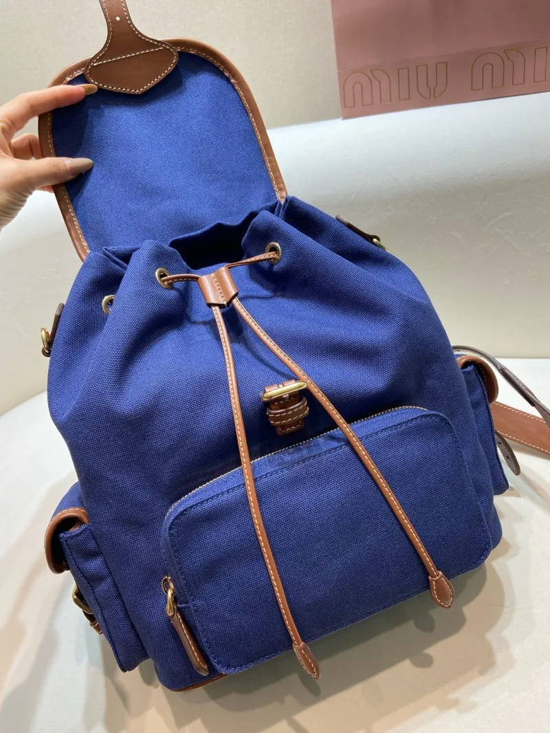 Miu Miu Blue Canvas Backpack - Image 8
