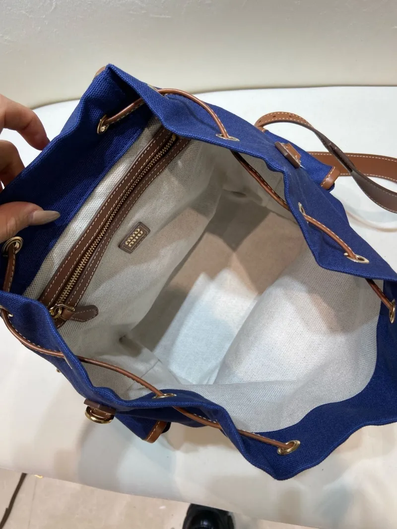 Miu Miu Blue Canvas Backpack - Image 9