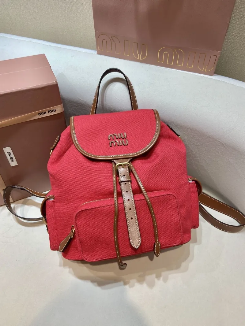 Miu Miu Red Canvas Backpack