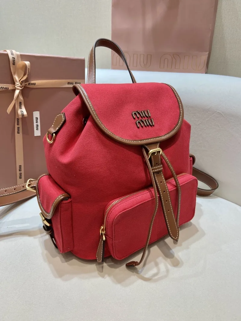 Alternative view of Miu Miu Red Canvas Backpack