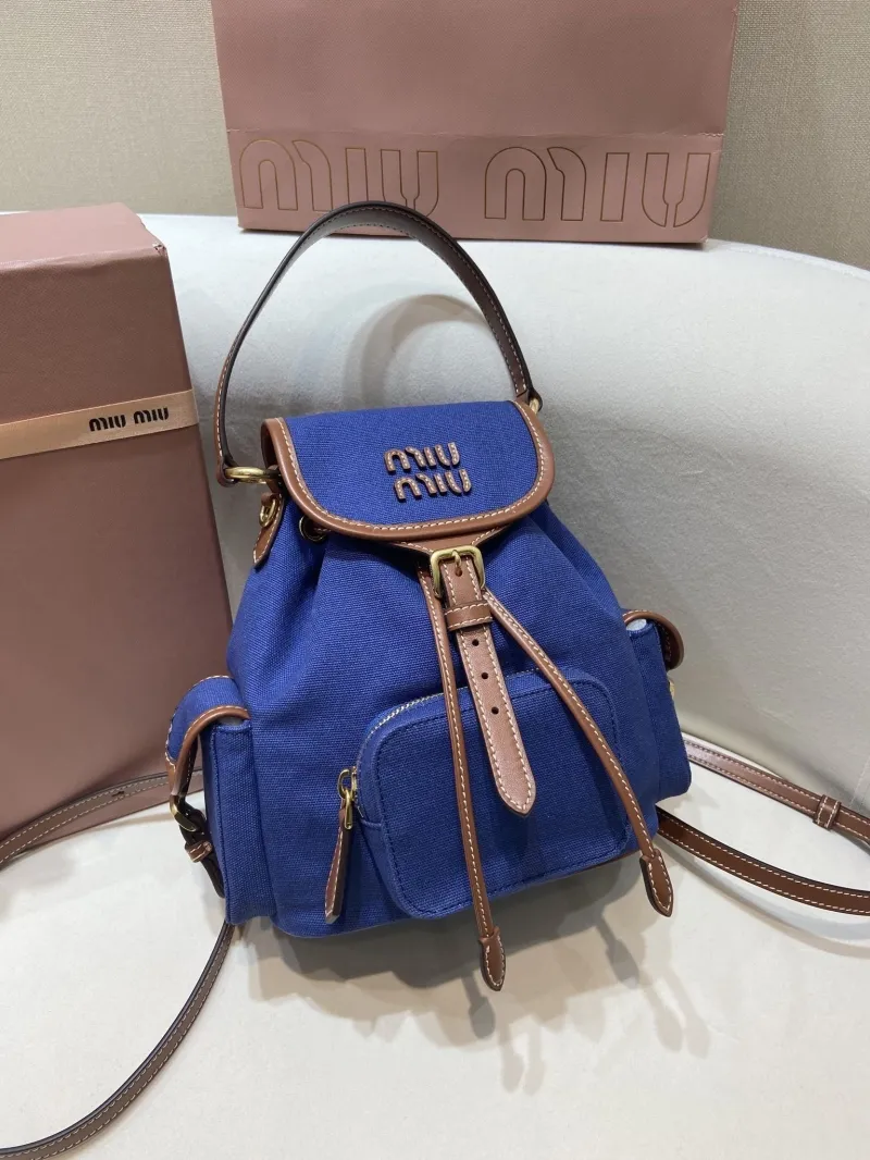 Miu Miu Blue Canvas Mini Backpack