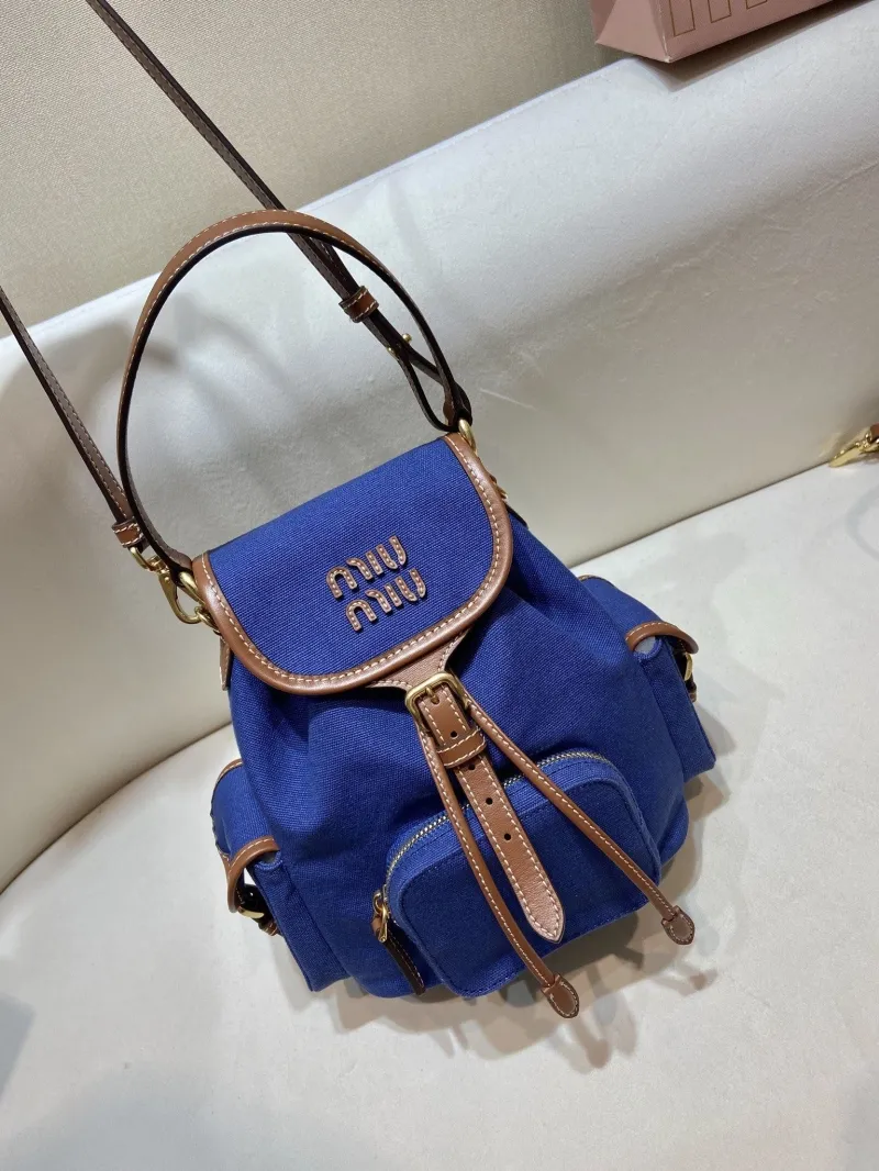 Alternative view of Miu Miu Blue Canvas Mini Backpack