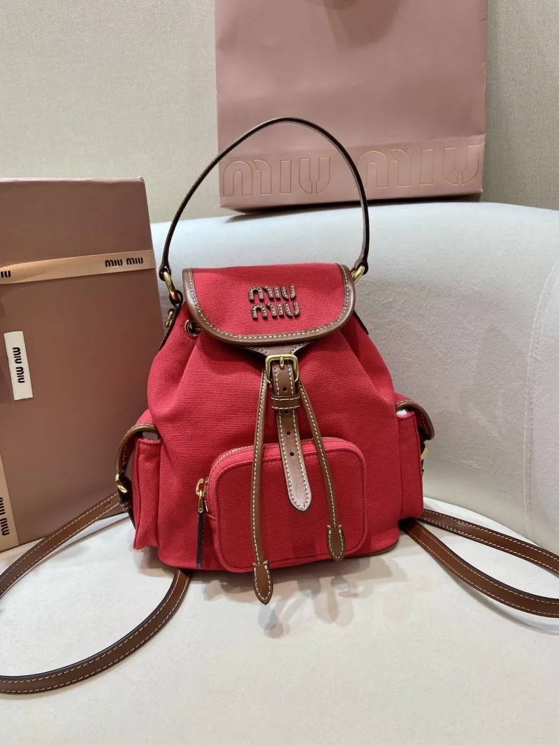 Miu Miu Red Mini Canvas Backpack
