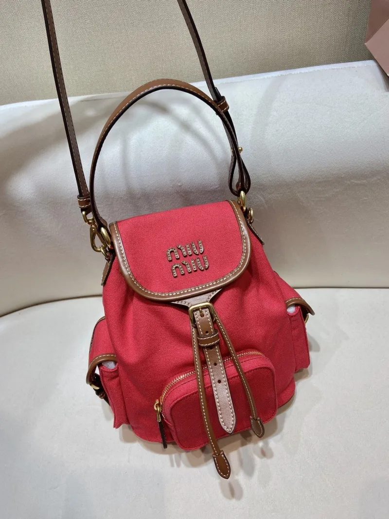 Alternative view of Miu Miu Red Mini Canvas Backpack