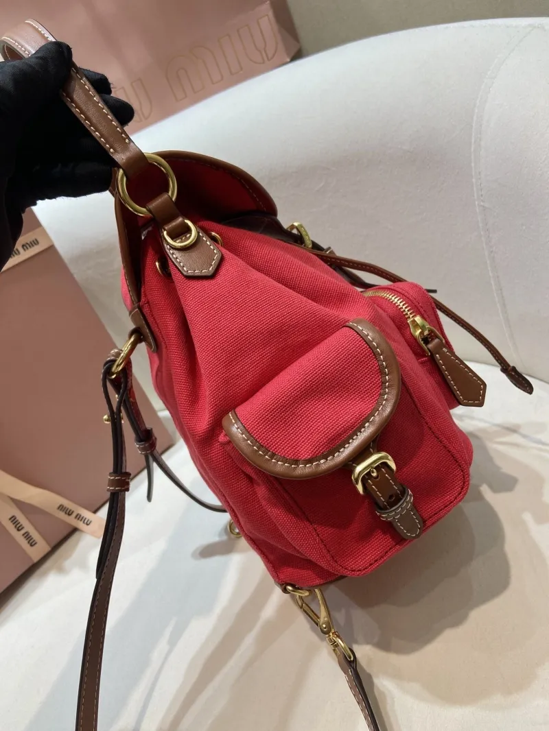Miu Miu Red Mini Canvas Backpack - Image 5