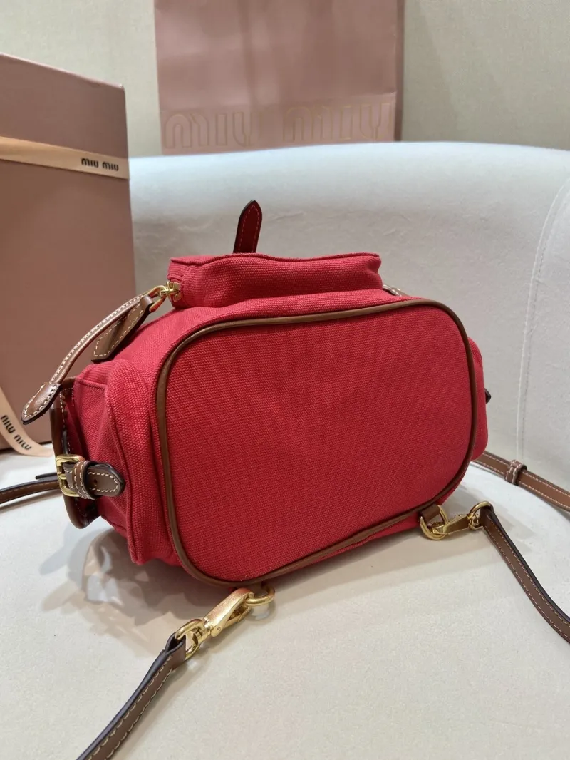 Miu Miu Red Mini Canvas Backpack - Image 6