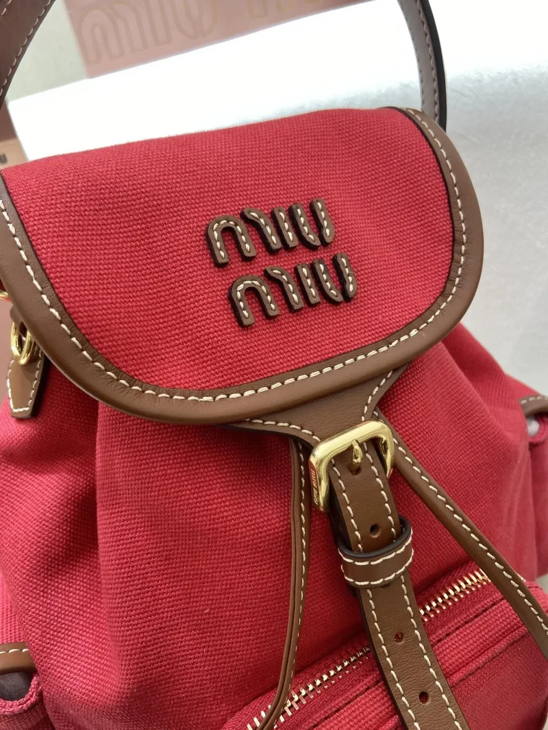 Miu Miu Red Mini Canvas Backpack - Image 7