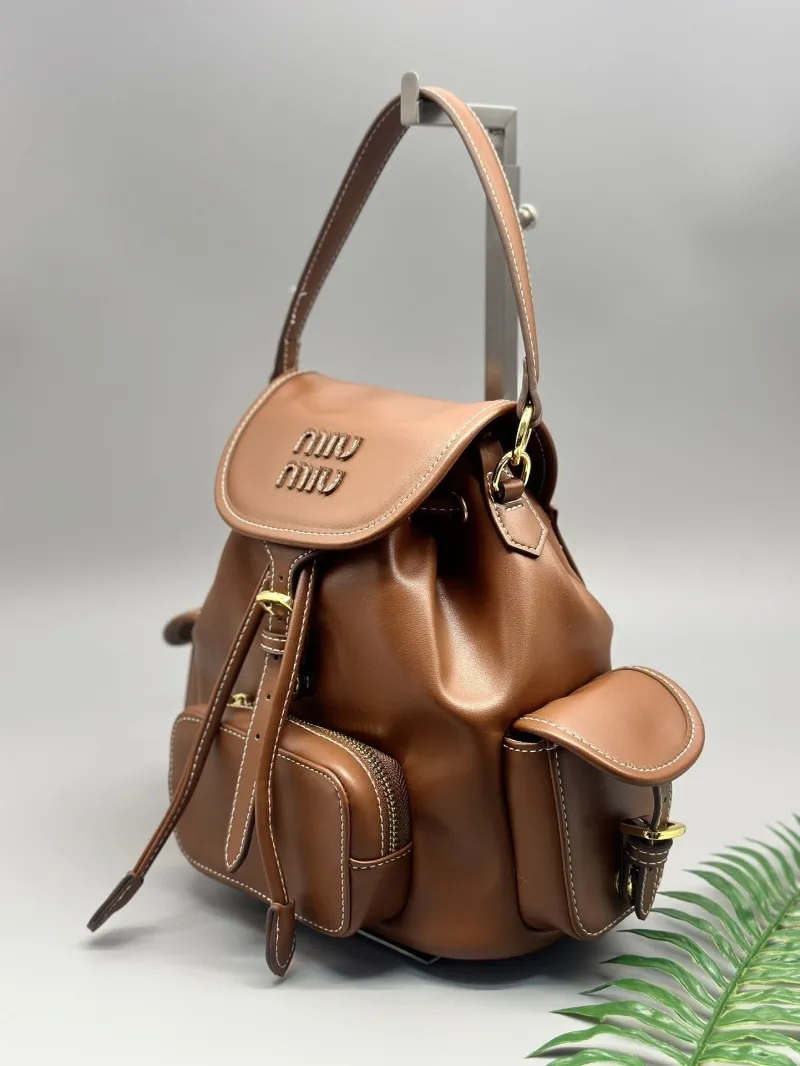 Alternative view of Miu Miu Brown Leather Backpack