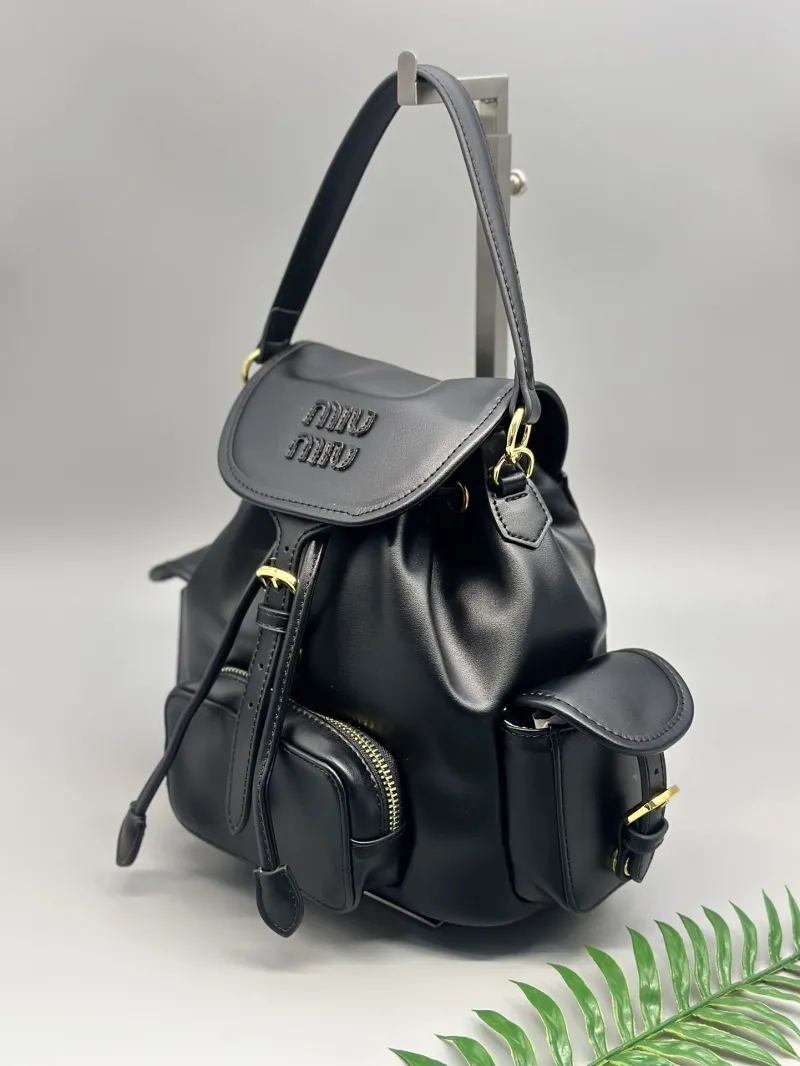 Alternative view of MIU MIU Black Leather Backpack