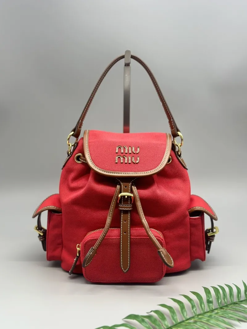 Miu Miu Red Canvas Backpack 42