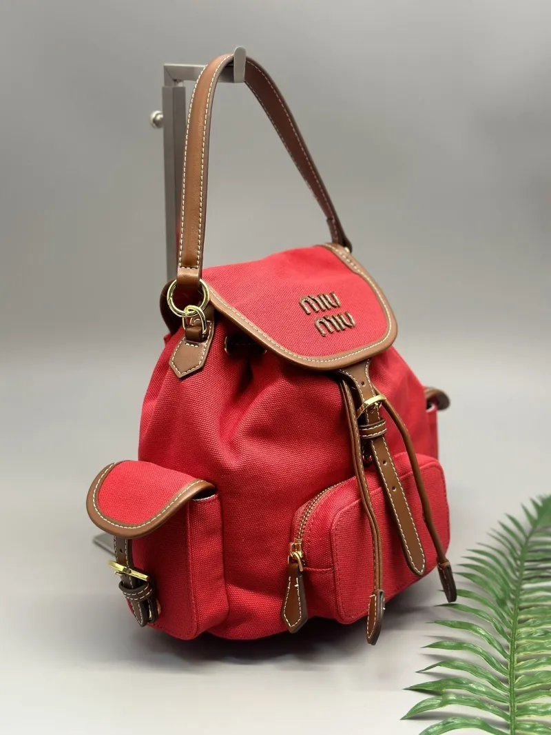 Miu Miu Red Canvas Backpack 42 - Image 3