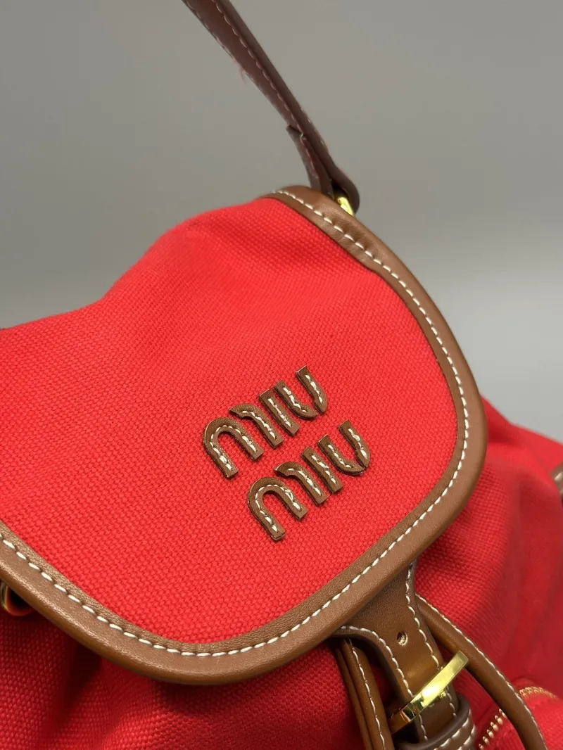 Miu Miu Red Canvas Backpack 42 - Image 4