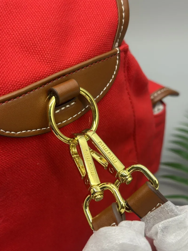 Miu Miu Red Canvas Backpack 42 - Image 6