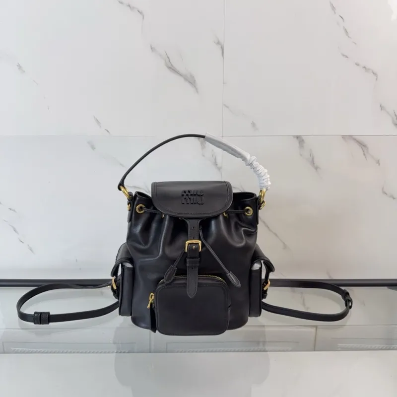MIU MIU Black Mini Leather Backpack