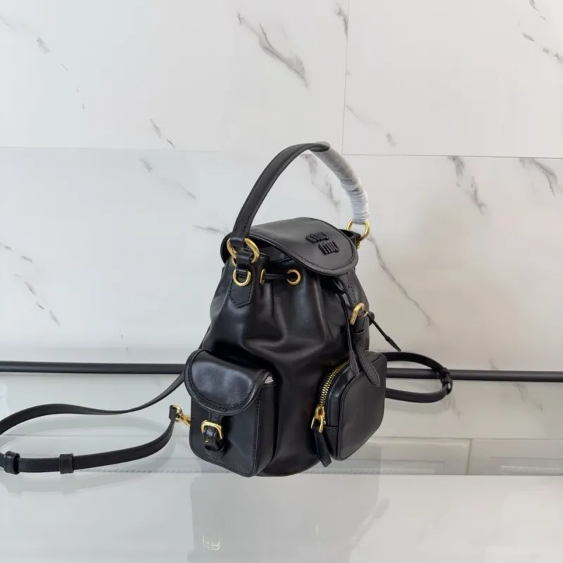 MIU MIU Black Mini Leather Backpack - Image 3
