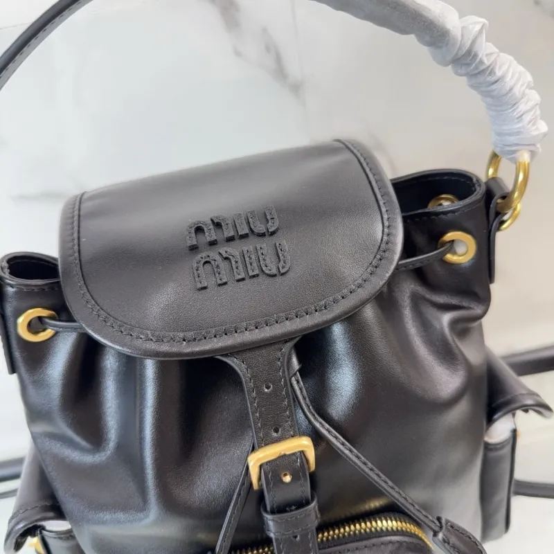 MIU MIU Black Mini Leather Backpack - Image 4