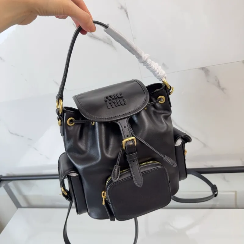 MIU MIU Black Mini Leather Backpack - Image 5