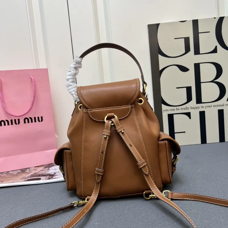 Alternative view of MIU MIU Small Brown Leather Backpack 5BZ043