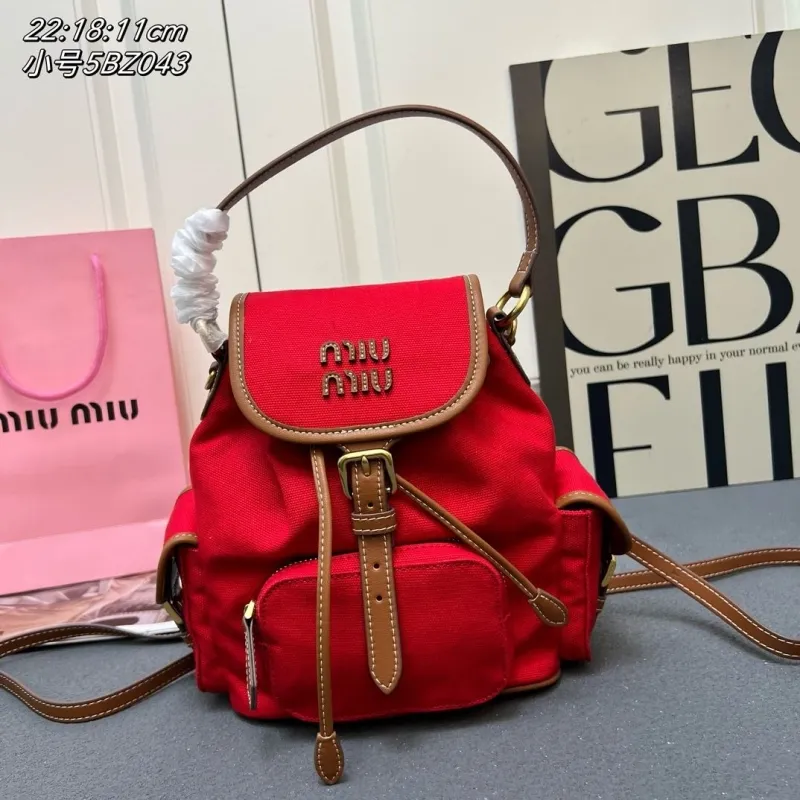 Miu Miu Small Red Canvas Backpack 5BZ043