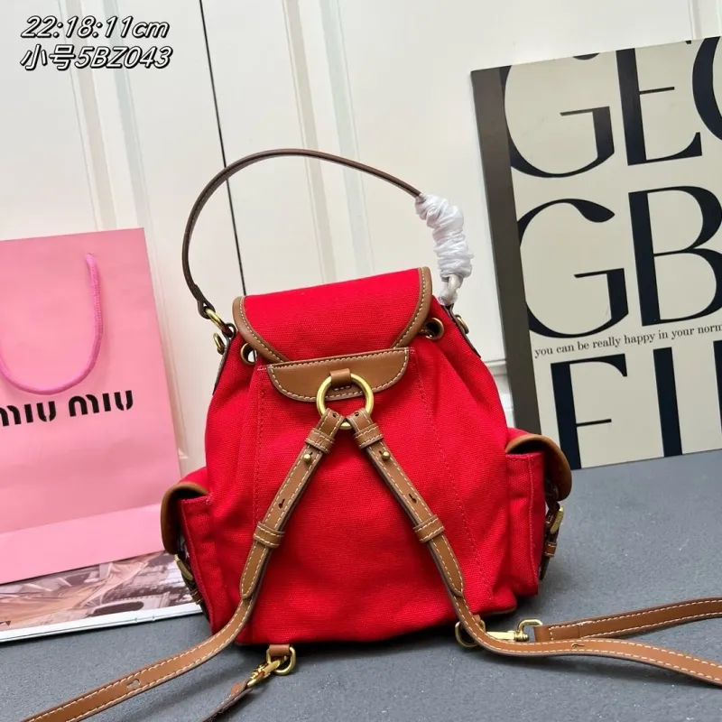Alternative view of Miu Miu Small Red Canvas Backpack 5BZ043