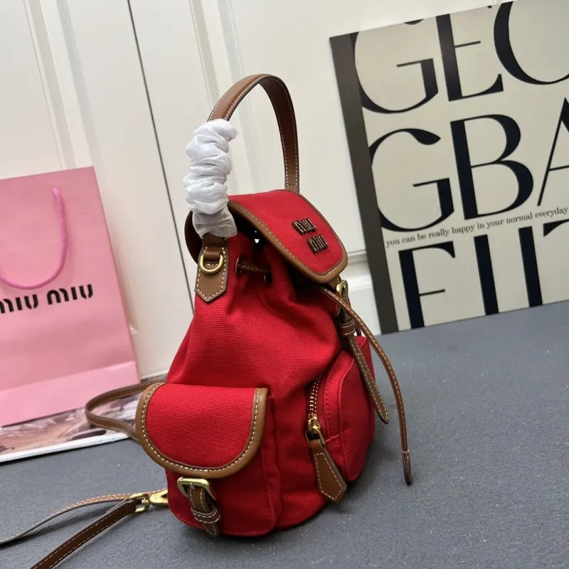 Miu Miu Small Red Canvas Backpack 5BZ043 - Image 3