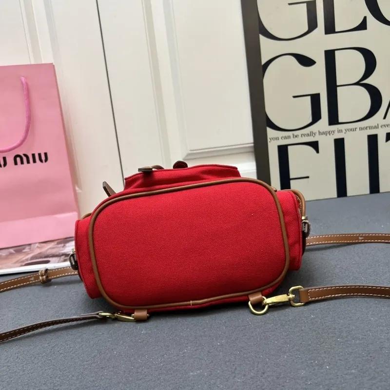 Miu Miu Small Red Canvas Backpack 5BZ043 - Image 5