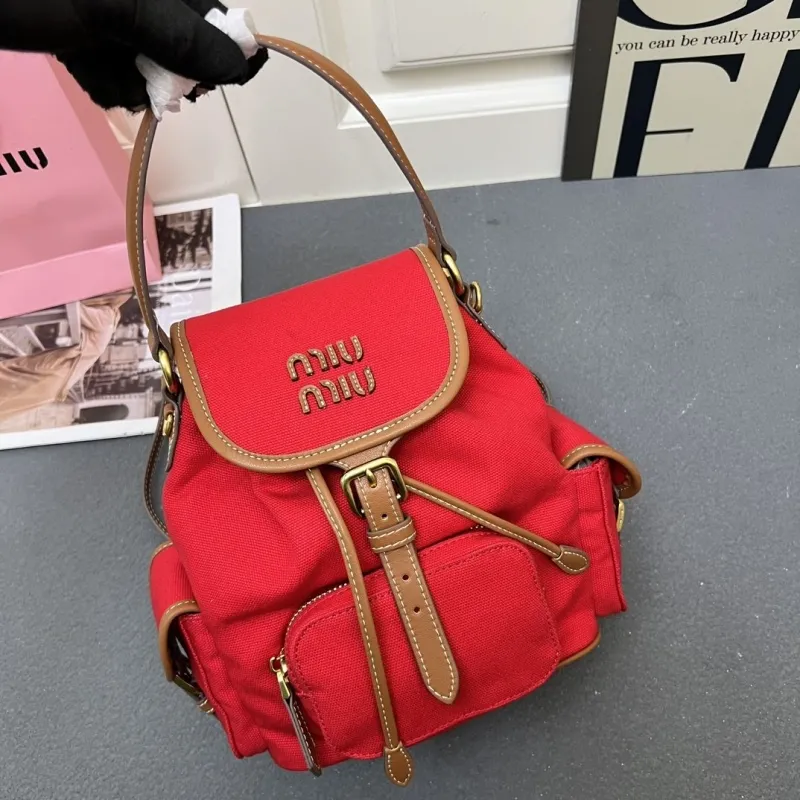 Miu Miu Small Red Canvas Backpack 5BZ043 - Image 6