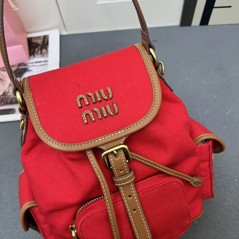Miu Miu Small Red Canvas Backpack 5BZ043 - Image 7