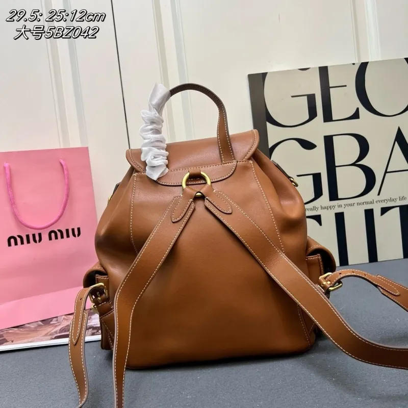 Alternative view of MIU MIU Large Brown Leather Backpack 5BZ042