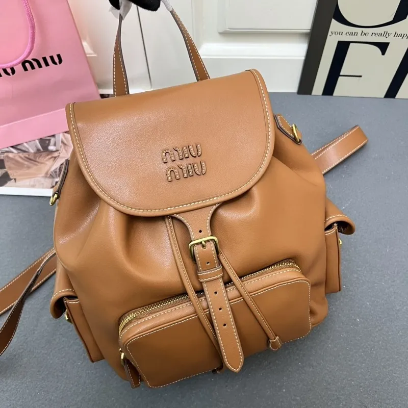 MIU MIU Large Brown Leather Backpack 5BZ042 - Image 4
