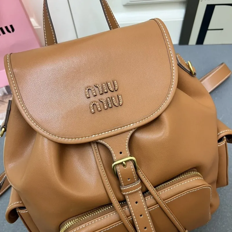 MIU MIU Large Brown Leather Backpack 5BZ042 - Image 5