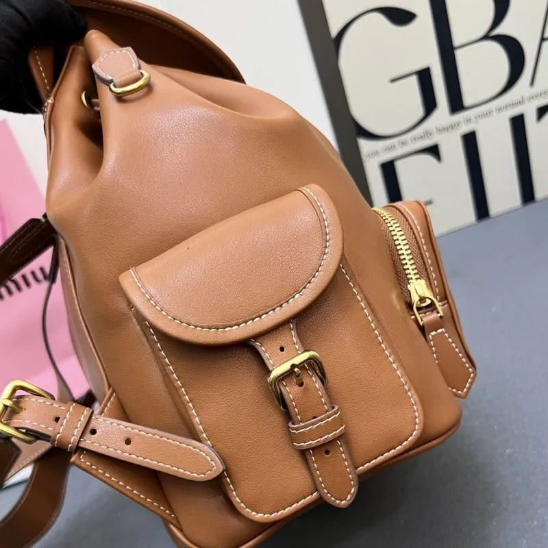 MIU MIU Large Brown Leather Backpack 5BZ042 - Image 6