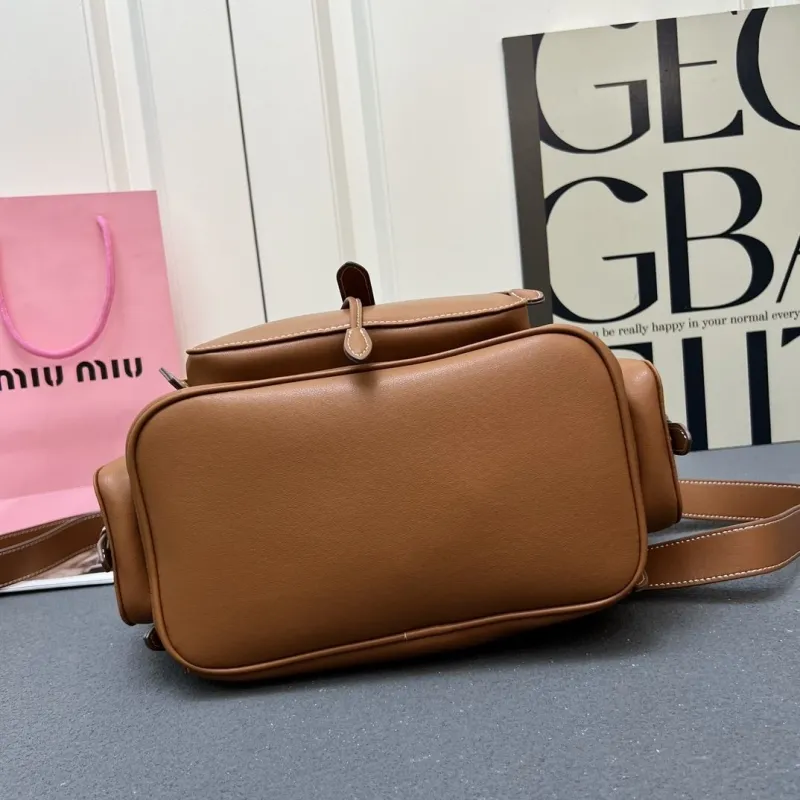 MIU MIU Large Brown Leather Backpack 5BZ042 - Image 7